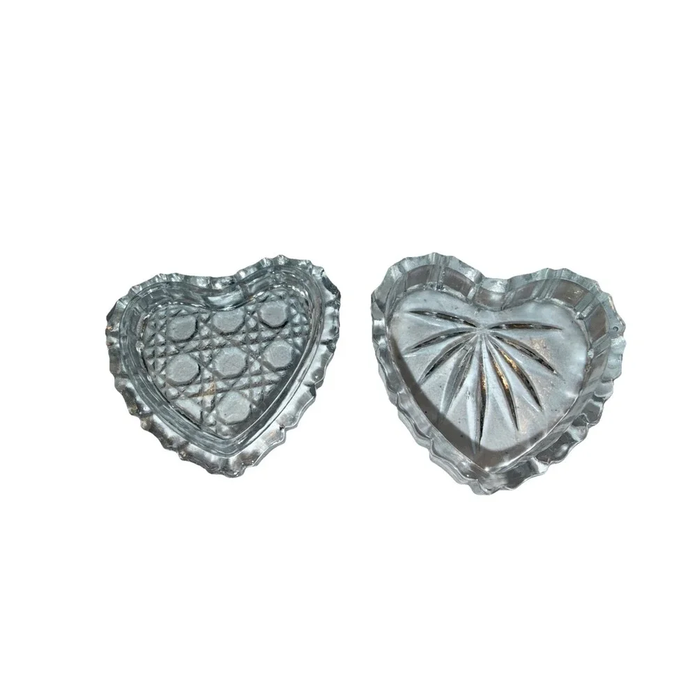 Heart Shaped Jewel Crystal Glass Covered‎ Trinket Keepsake Box - 2.5 x 2.5